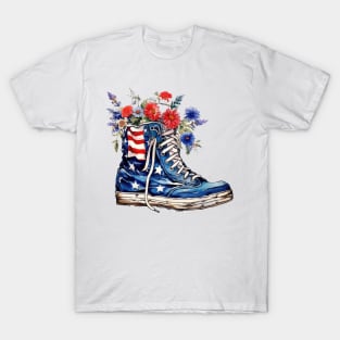 Patriot Shoe with Flowers T-Shirt